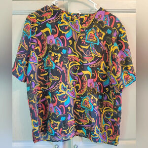 Alex & Amy Vintage Colorful Silk Blouse